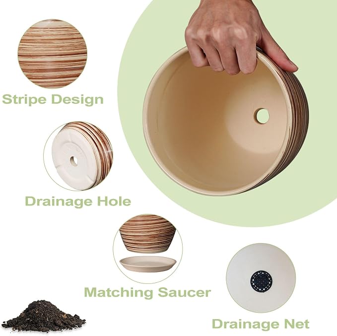10 Inch Plant Pot Ceramic Pots for Plants - Image 5