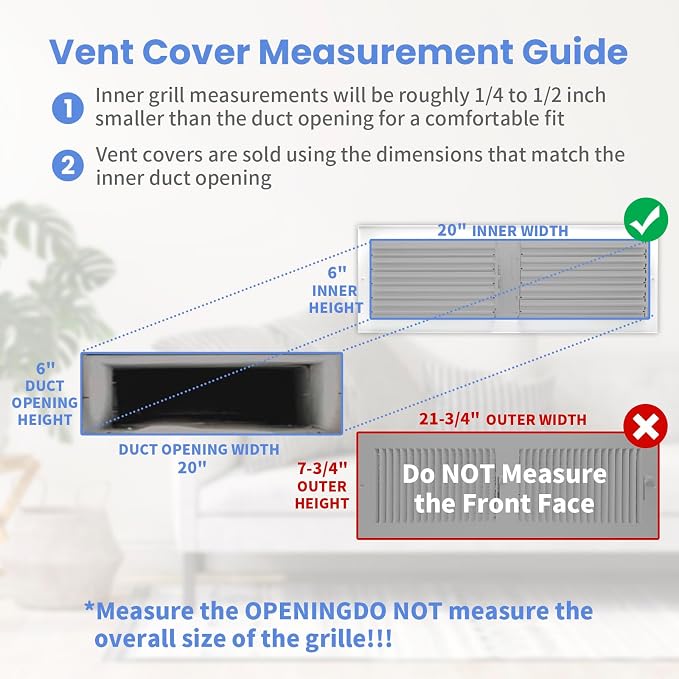 20 x 6 Inch Air Vent Covers for Wall or Ceiling - Image 6