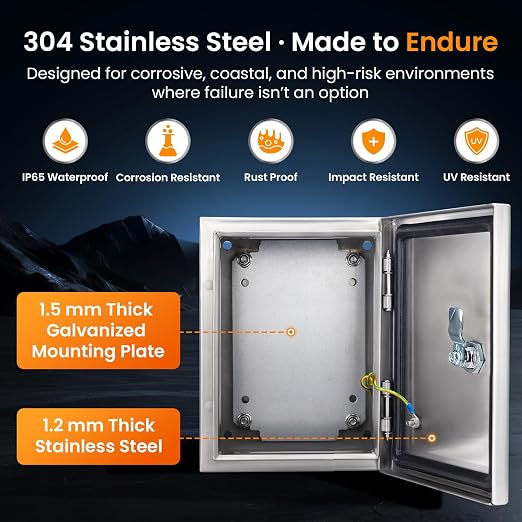 QILIPSU 304 Stainless Steel Electrical Box IP65 Waterproof Steel Project - Image 2