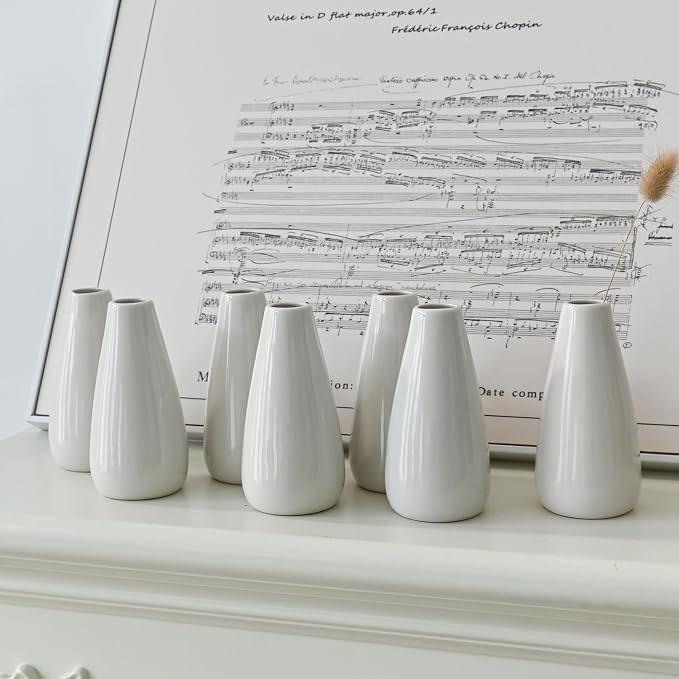 Modern White Ceramic Vase Set of 16 - Image 5