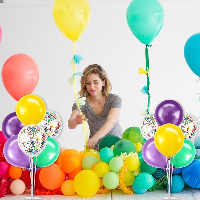 TONIFUL 4 Purple Teal Yellow Balloon Stand Balloon Centerpieces - Image 6