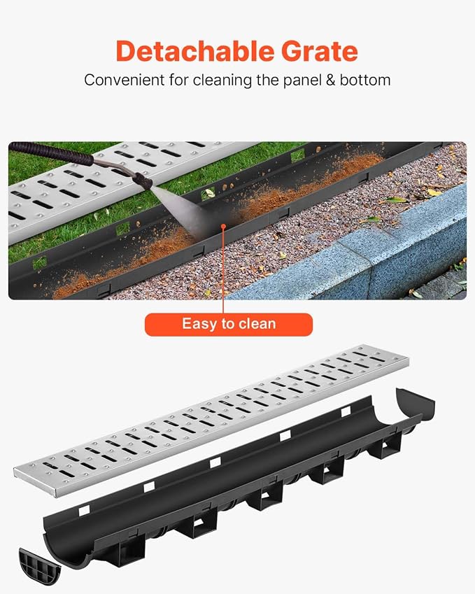 VEVOR Trench Drain System 5 Pack, Channel Drain - Image 4