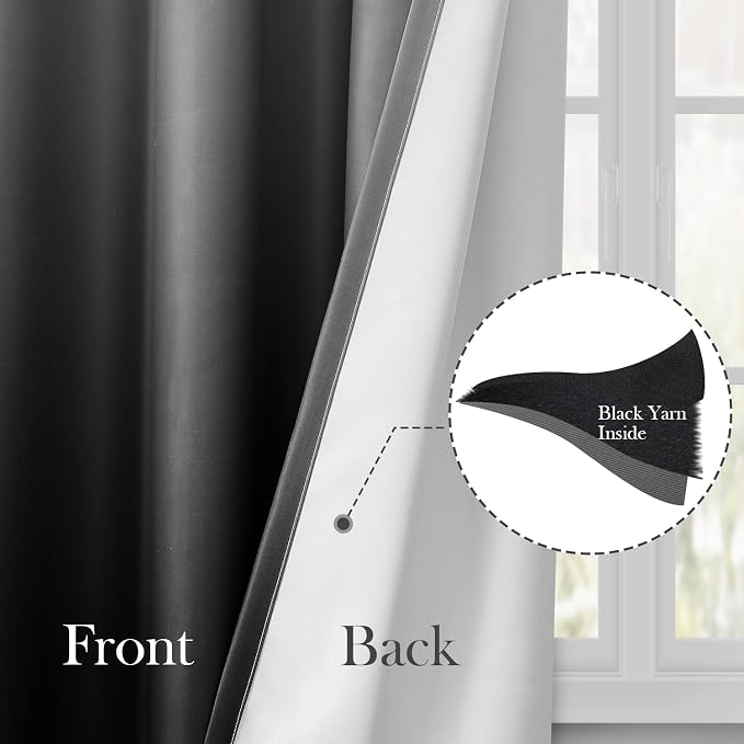 HOMEIDEAS Black Ombre 100% Blackout 52W x 84L 2 Panels | Gradient, Room - Image 4