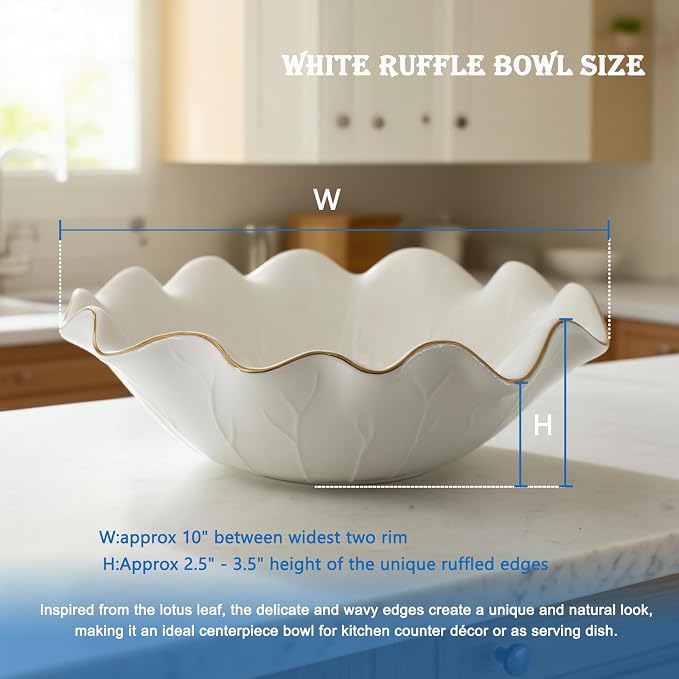 10" Large White Ruffle Lotus Design - Image 3