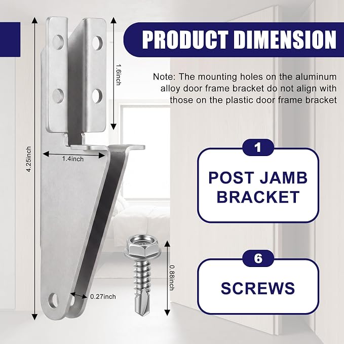 1 Pcs Aluminum Jamb Bracket Aluminum Screen Door Closer Bracket Storm Hardware - Image 2