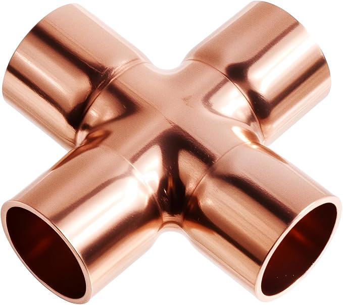 Union Cross Copper Fitting, 5/8 In, ID 16 mm, Wall 1 mm | Cupreous 4 Way Cross by FOCMKEAS