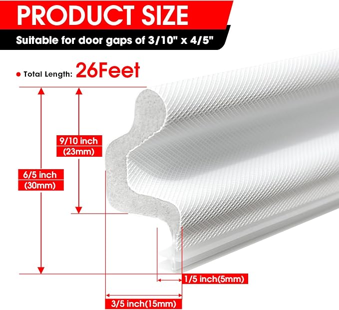 Extra Thick Kerf Door Weather Stripping White, V-Shaped Door Seal Strip | 40ft - Image 3