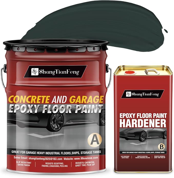 4 Gallon Epoxy Floor Paint kit -100% solids| 6H hardness|20-year durability| by STFShangTianFengPAINT