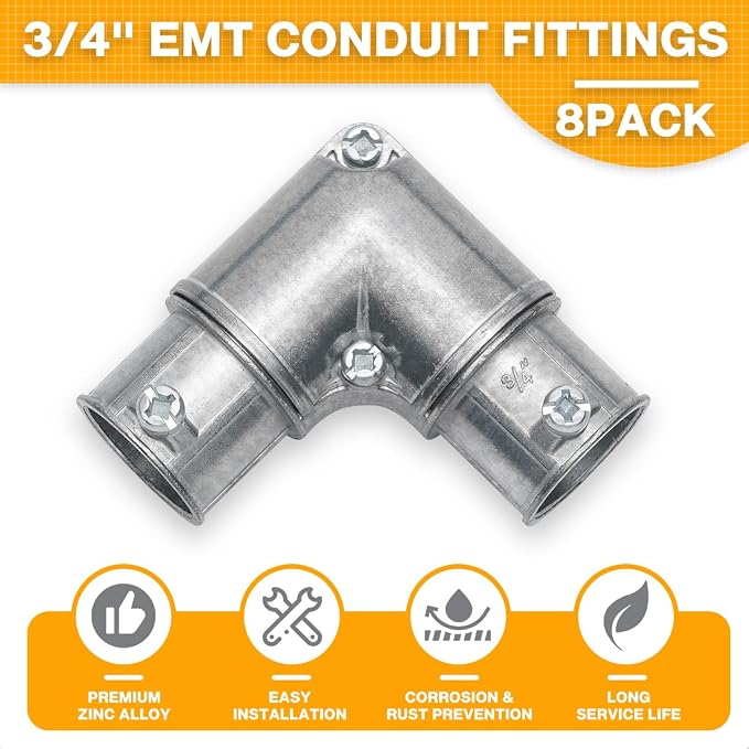 3/4 Inch EMT to EMT 90 Degree Inside Corner Pulling Elbows, EMT Conduit - Image 3