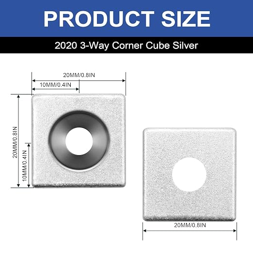 12pcs 2020 3-Way Corner Cube 2020 Extrusion Hardware Silver | T-Slot V-Slot - Image 2