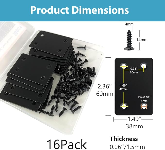 QSJ 16 Pack Stainless Steel Flat Mending Plate 2.36x1.49'', Thickness 1.5mm - Image 2