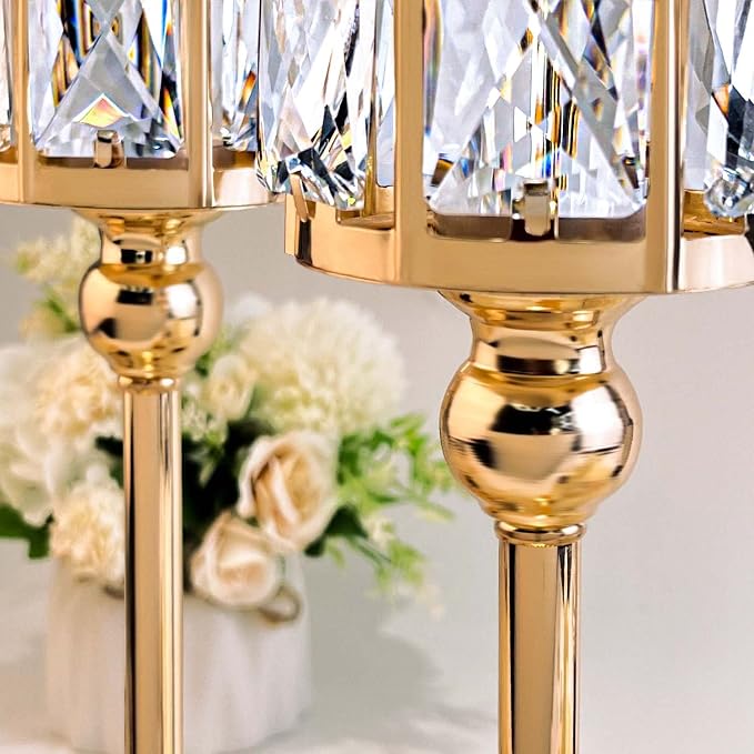 2 Piece Crystal Bowl Tealight Candelabra Votive Candle Stands, Wedding - Image 5