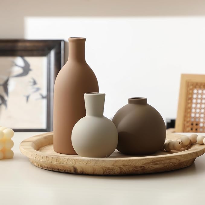 Ceramic Vase Set of 3, Vases Home Decor Rustic Farmhouse Decorative Vase - Image 7
