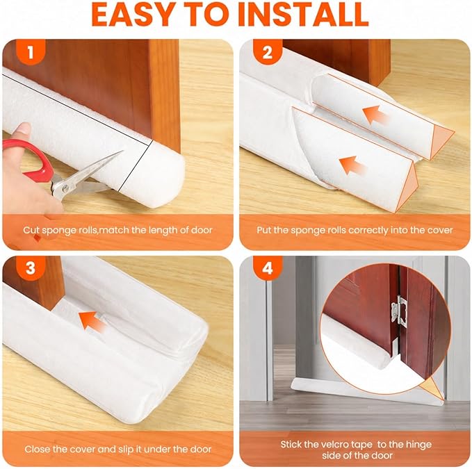 GDHOMM Door Draft Stopper for Bottom of Doors, Door Sweep Noise Blocker Gap - Image 4