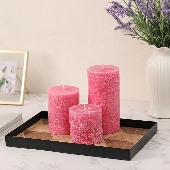 3x3 Inch Pink Pillar Candles Set of 3 - Image 4