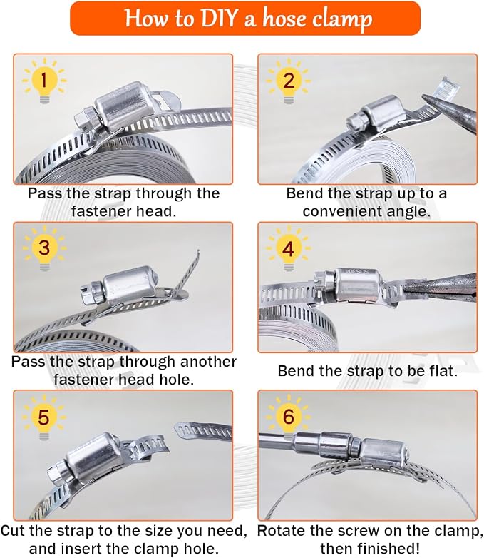 Dianrui DIY Hose Clamps 50FT 304 Stainless Steel Metal Strap + 24PCS Stronger - Image 3