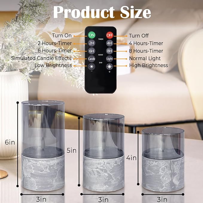 LEDHOLYT Rechargeable Marble Flameless Candles, Decorative Candles - Image 6