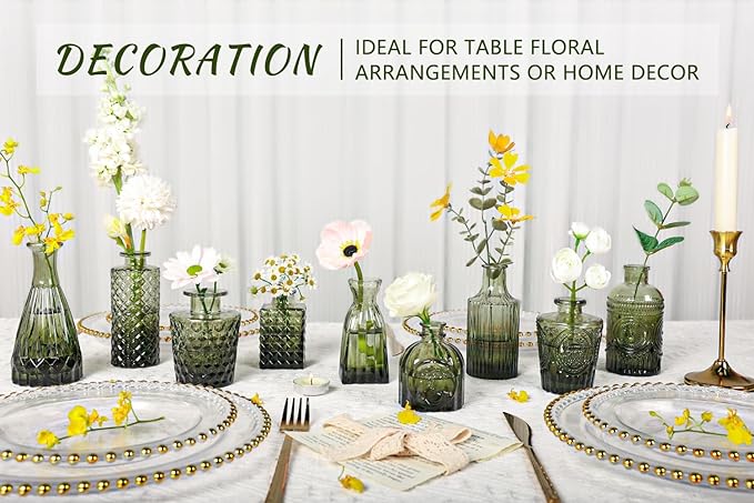 SUPMIND 12pcs Glass Bud Vase Set, Home Decor, Table Decoration, Baby Shower - Image 3