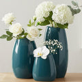 hjn Ceramic Vase Set of 3 Teal Flower Vase by hjn