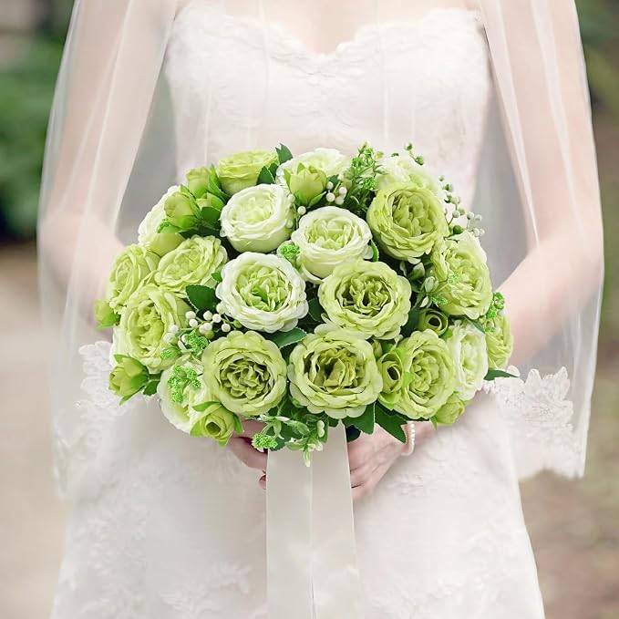 4 Packs Peonies Artificial Flowers, Mixed Green Silk Artificial Peonies | Fake - Image 5