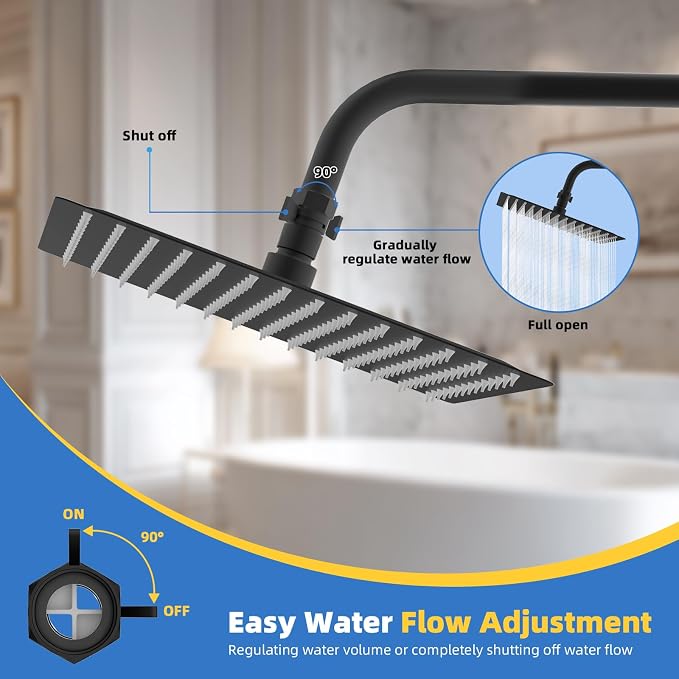 Hibbent All Metal 1 Pack Shower Head Flow Control Valve, G1/2 Brass Shut-off - Image 7