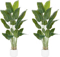 Artificial Bird of Paradise Plant 7.5Ft Tall Fake Tropical Palm Tree Large Fake by ZEEOZE