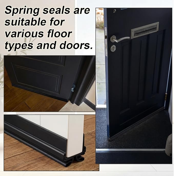 Yaocom 4 Strip Black 32 Inch Vinyl U-Shape Door Bottom Seal, Slide on - Image 5