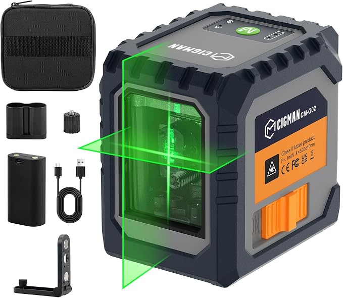 Cross Line Laser Level, IP54 Waterproof, Manual & Pulse Modes by CIGMAN