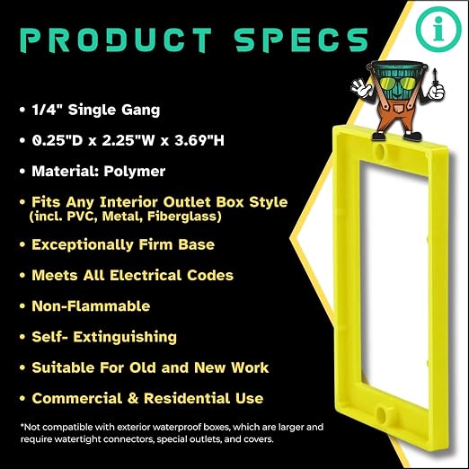 ReceptXtenders 1/4" Single Gang Outlet Box Extenders, UL Listed, Electrical Box - Image 9