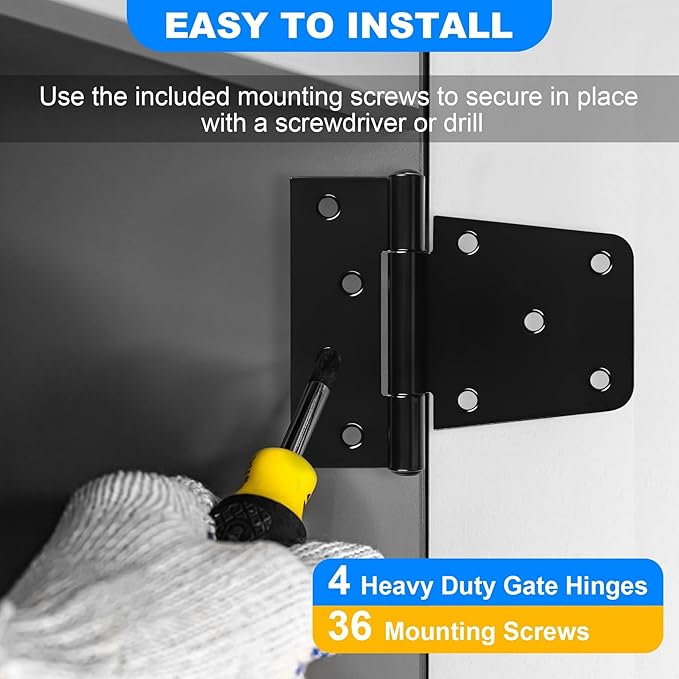 Heavy Duty Gate Hinges 3.5 inch 4 Pack Extra Thick Industrial T Hinges Barn - Image 5