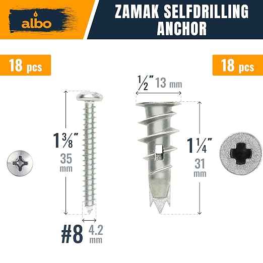 ALBO 50PCS Drywall Anchors and Screws Kit, Spring Toggle Bolts - Image 3