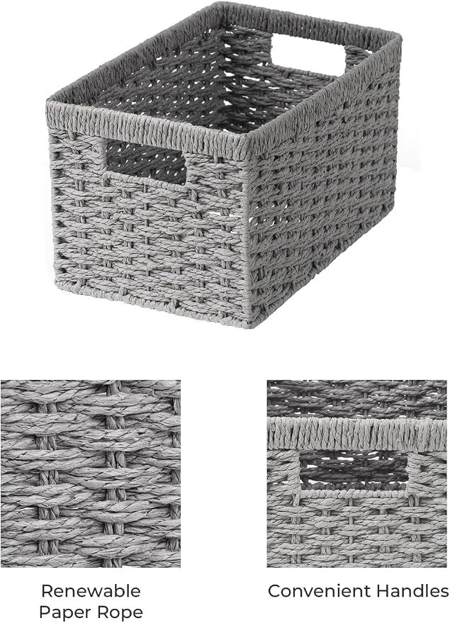 StorageWorks Wicker Storage Baskets, Rectangular Wicker Baskets - Image 3
