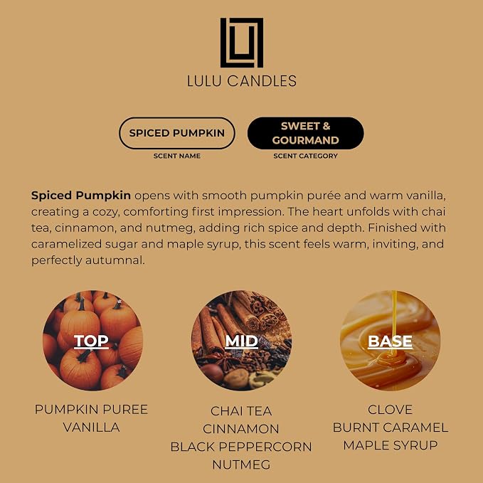 Lulu Candles | Spiced Pumpkin | Smells Like Pumpkin & Chai | Luxury Scented Soy - Image 3