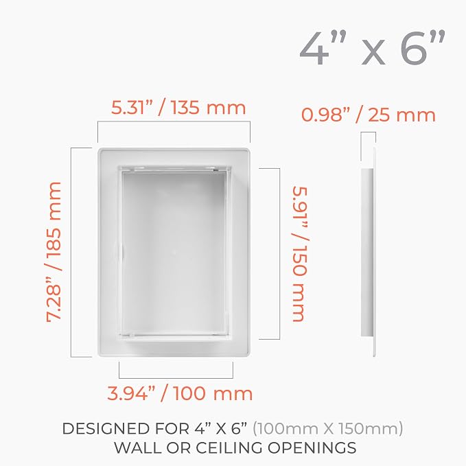 4x6 Inch White Access Panel for Drywall – ABS Plastic Square Wall, Ceiling - Image 2