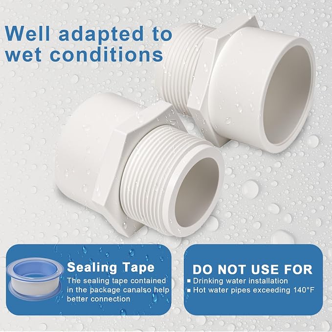 1 Inch Male Thread PVC Fittings White 2-Way PVC Pipe Coupling Adapter Connectors - Image 5