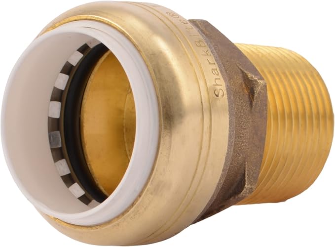SharkBite 1 Inch PVC x 1 Inch MNPT Adapter, Push to Connect Brass Plumbing by SharkBite