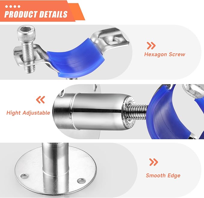 6PCS 304 Stainless Steel Wall Mount Ceiling Mount Pipe Supports, Suitable - Image 4