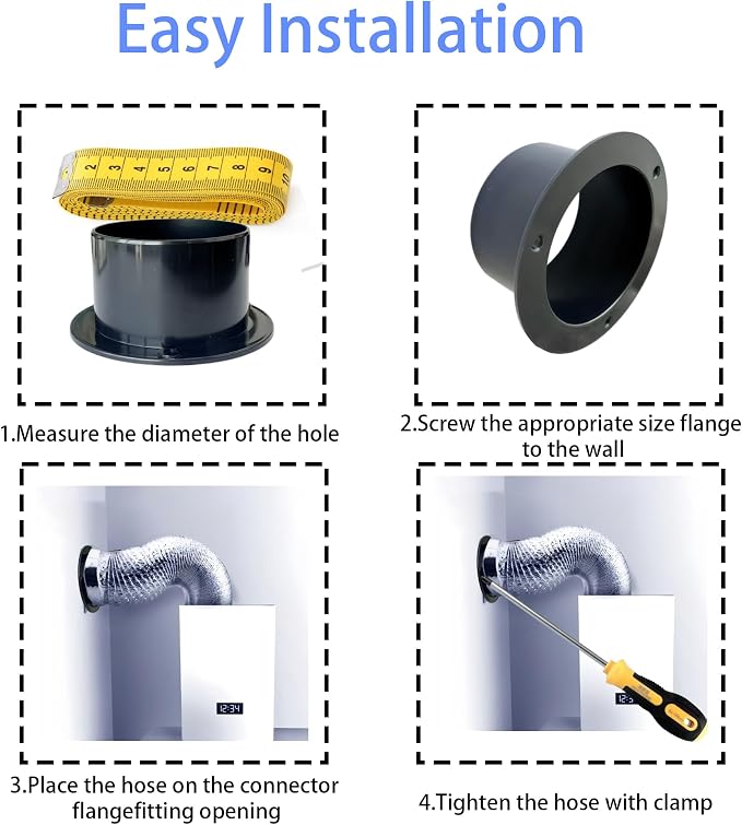 4 Inch Black Plastic Duct Connector Flange, ABS Straight Pipe Fitting - Image 6