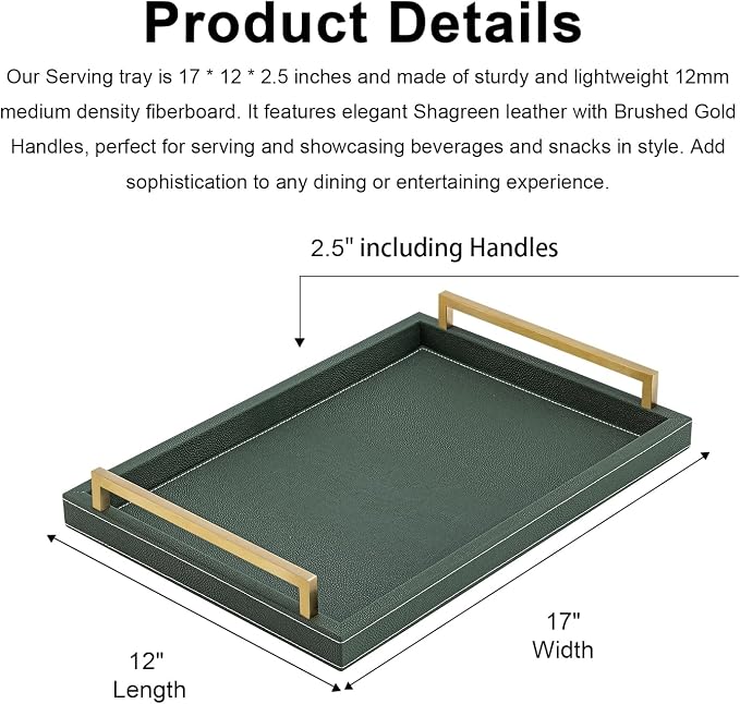 XIGEXIGE Green Decorative Serving Tray, Rectangular Tray - Image 4