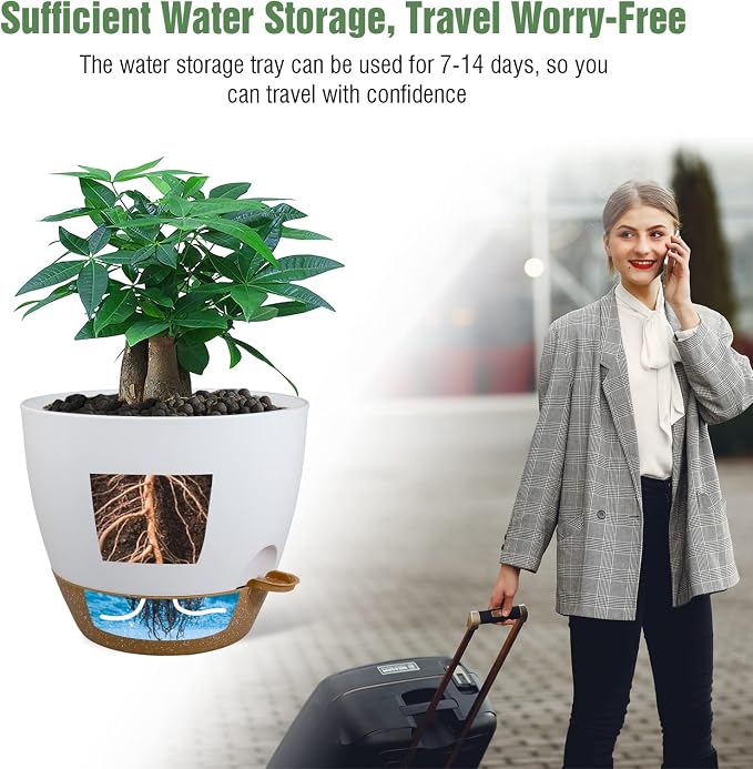 UOUZ 12 inch Large Self Watering Pots, Plastic Planters - Image 5
