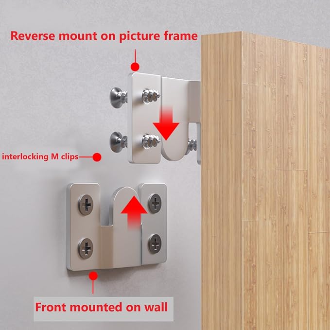 Flush Mount Bracket with Screws 6 Sets Hanging Buckle Kit, Interlocking Heavy - Image 3