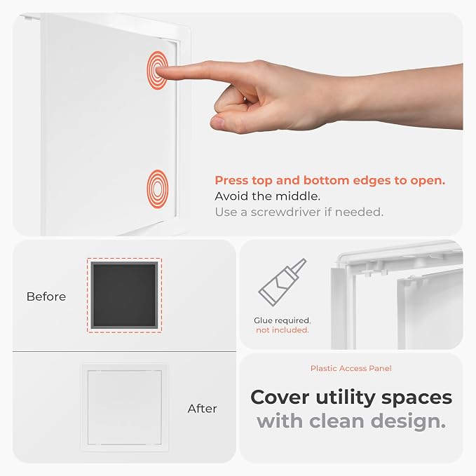 10x10 Inch White Access Panel for Drywall – ABS Plastic Square Wall, Ceiling - Image 3