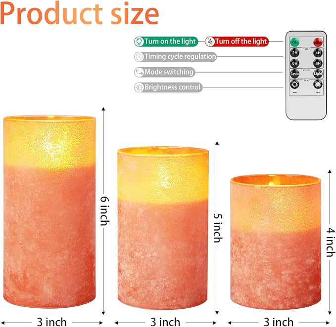 Orange Candles for Bathroom Decor, Burnt Orange Led Candles - Image 6