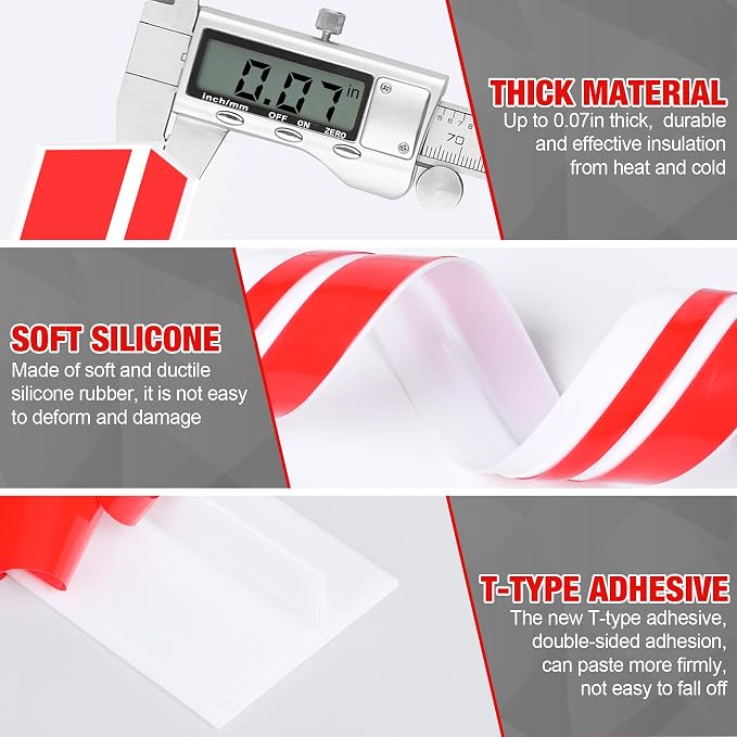 Door Draft Stopper for Side of Door Frame 1.97 in x 40 Ft T-Shaped Silicone - Image 3