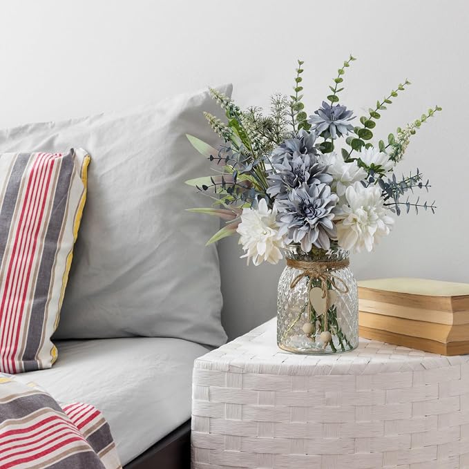 Fake Flowers with Vase, Silk Dahlia Flowers, Artificial Flowers in Vase - Image 8
