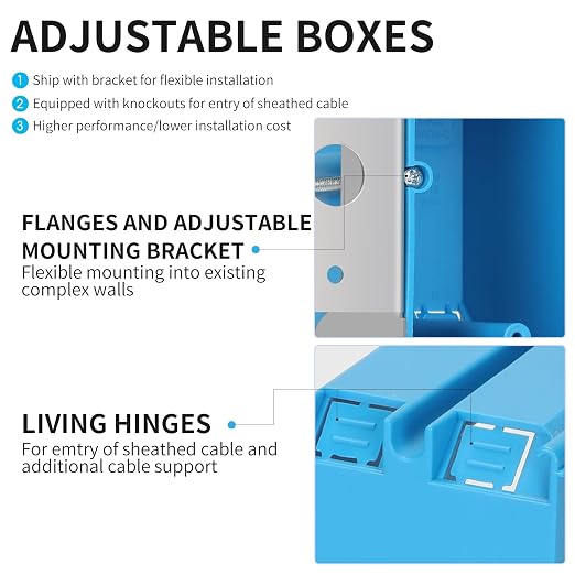 Single Gang Adjustable PVC Electrical Box, 21 cu. in., 6 Pack | Adjustable depth - Image 5