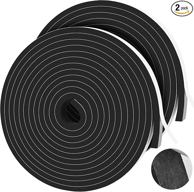 26Ft Foam Tapes Self Adhesive Foam Seal Strips 1/2In x 1/4In x 13Ft Each Roll by MYFAMIREA