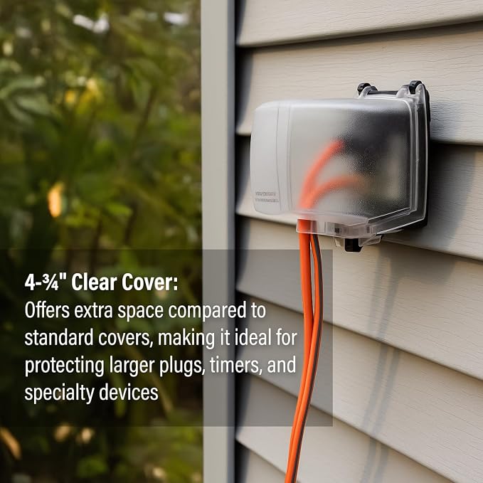 Intermatic WP1050 4-3/4" Deep Weatherproof Outlet Cover – Clear, GFCI & Round - Image 3