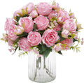 8 Packs Peonies Artificial Flowers, Light Pink Silk Artificial Peonies | Fake by MARTINEMALL
