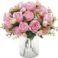 12 Packs Peonies Artificial Flowers, Light Pink Silk Artificial Peonies | Fake by MARTINEMALL